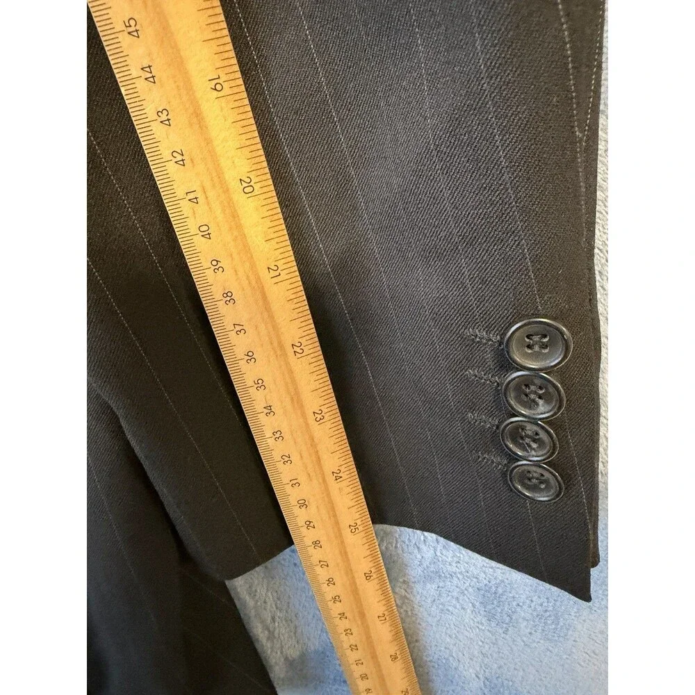 Cesariani Mens 44R Black Pinstripe 100% Wool 3 Button Blazer Made in Italy